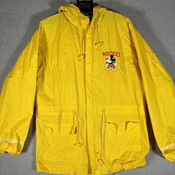 VNTG The Disney Catalog One Size Fits Most Yellow Rain Coat Packable MickeyMouse - Picture 2 of 14